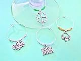 Ireland themed Wine Charms for the Irish and Ireland lover in your life, St. Patricks Day gift. Includes Shamrock, Ireland, 100% Irish, and Claddagh Irish Hands. Set of 4. MULTI-COLOR BEADS.