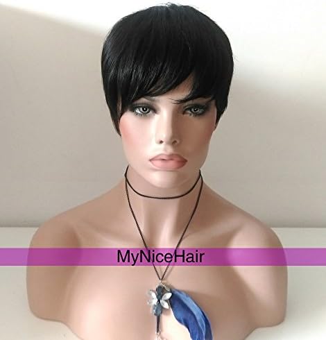 MyNiceHair- 100% Pure Human Hair Bob Short Wigs for Black Women, Can be Washed and Curled