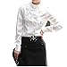 Vobaga Women's Clothes Waterfall Ruffle Front Detail Neck Top Shirt Blouse
