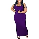 YeGine Women Plus Size Sleeveless Bodycon Maxi Dresses Sexy Slim Tank Dresses