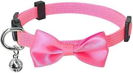 VANKER Cat Kitten Collar Bow Buckle With Bell Tie Safety Polyester - Pink
