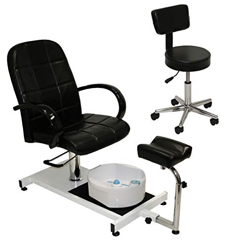 LCL Beauty Hydraulic Lift Adjustable Pedicure Unit with Easy-Clean Bubble Massage Footbath
