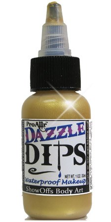 Face Painting Makeup - ProAiir Waterproof Brush On Dazzle DIPS - 1 oz (30ml) Gold