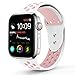 Compatible for Apple Watch 38MM,RUOQINI Dual-color Soft Silicone Sport Replacement Band Compatible for Apple Watch Series 3, Series 2, Series 1 (S/M Size in White/Light Pink Color)
