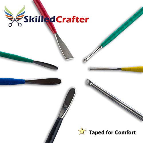 Skilled Crafter Ceramics Tools. Professional Quality Clay Modeling & Pottery Sculpting Set. 28 Stainless Steel & Aluminum Tools in 17 Piece Set + FREE Needle Tool. Best for Clay, Sculpey, Polymer, Wax - Thumbnail 6