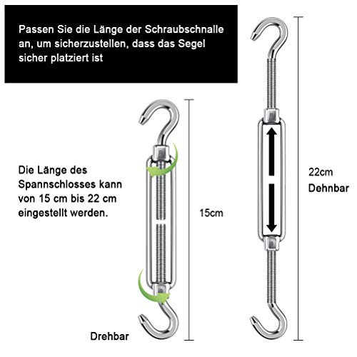 K KUMEED 42 Stück Sonnensegel Befestigung Set, Sonnensegel Befestigung Edelstahl Sonnensegel Befestigungs-Set… – Bild 4