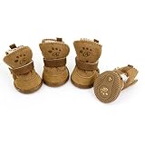 URBESTBrown Hook Loop Closure Booties Pet Dog Chihuahua Shoes Boots 2 Pair (s)