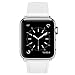 Compatible with Apple Watch Band, BELONGME 42mm 44mm Watch Band Genuine Leather Strap Stainless Metal Buckle Compatible Apple Watch Series 4(44mm),Series 3, 2, 1(42mm) Sport & Edition- White