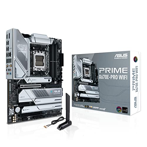 ASUS PRIME X670E-PRO WIFI Gaming Mainboard Sockel AMD AM5 (Ryzen 7000, ATX, PCIe 5.0, 4. M.2, DDR5-Speicher, USB 3.2 Gen 2 Typ-C, Aura Sync RGB-Beleuchtung) 90MB1BL0-M0EAY0