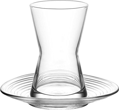 Turkish Tea Glasses &amp; Saucers Set - Derin Special Product (6 Glasses + 6 Saucers )
