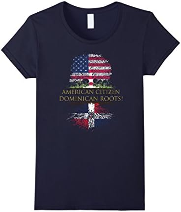 Women's American Citizen with Dominican Republic Roots T-Shirt Small Navy