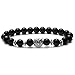Gadblesjew Men Women 8mm Weathered Agate Bracelet Elastic Stone Beads Bracelet Bangle with Charm Owl