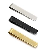 Foryee 3 Pc Set 1.9 Inch Skinny Tie Bar Clip - Silver,Black,Gold