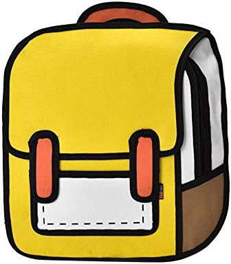 Eaydeal Fashion Women Backpack with 2D Cute Drawing Backpack 3D Jump Style Cartoon School Bags (Yellow)