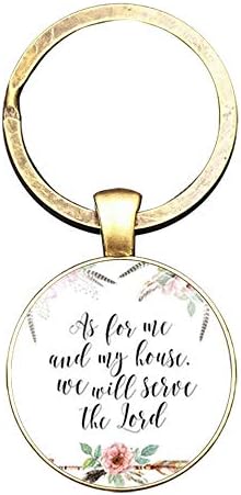 Inscription Bible Verse Bronze Keychain, Christian Scripture Gifts Car Keyring (6 Joshua 24:15)