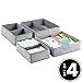 mDesign Fabric Drawer Organizer Bins, Kids/Baby Nursery Dresser, Closet, Shelf, Playroom Organization, Hold Clothes, Toys, Diapers, Bibs, Blankets, Lido Collection, Set of 2, 2 Pack, Gray