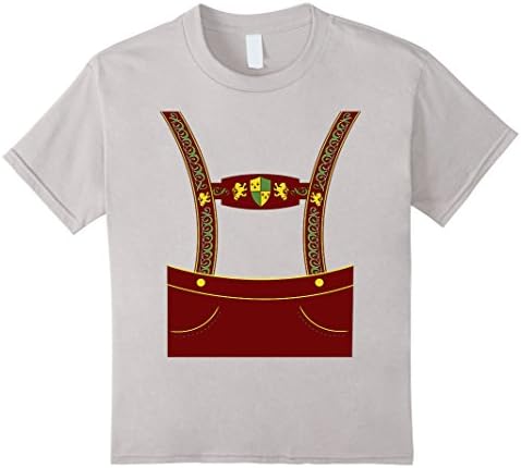Kids Vintage Costume Lederhosen Oktoberfest T-Shirt 12 Silver