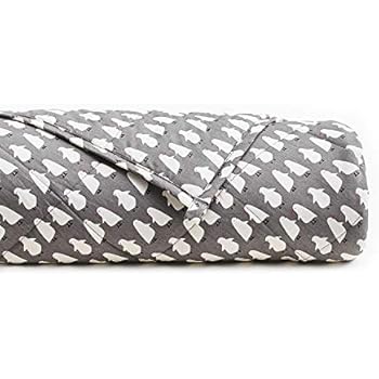 YnM Weighted Blanket (7 lbs for Kids Weigh Around 60lbs, 41''x60'') | 2.0 Cozy Heavy Blanket | 100% Oeko-Tex Certified Cotton Material with Premium Glass Beads, Penguin Print