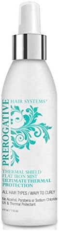 THERMAL SHIELD-Professional Salon-Grade Flat Iron Mist Heat Protectant and Hair Straightening Spray by Prerogative Hair Systems, For All Hair Types (4 Fl Oz, Suitable For Wavy To Curly Hair)