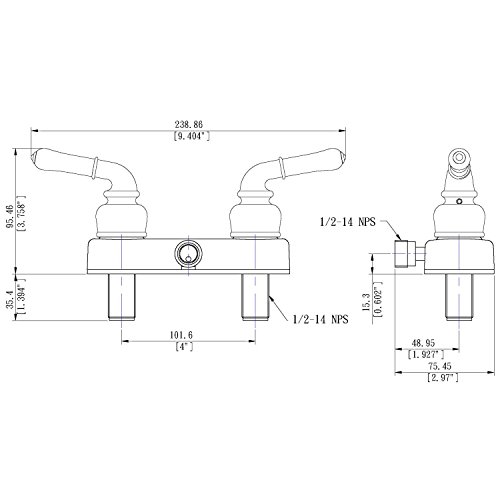 Builders Shoppe 3220CP RV/Motorhome Replacement Non-Metallic Two Handle Shower Faucet Valve Diverter Chrome Finish