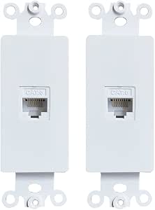 BUPLDET 1 Port Ethernet CAT6 Decora Insert Wall Plate White - CAT6 RJ45 ...