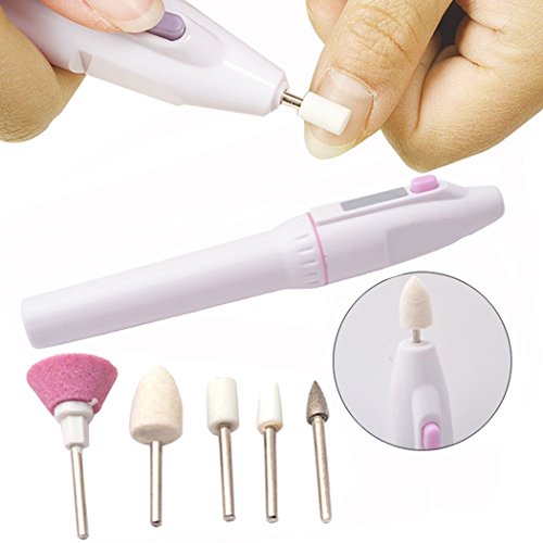 Electric Manicure Set, 5-in-1 Professional Electric Manicure Nail Drill File Grinder Grooming Kit Includes Callus Remover Set, Nail Buffer Polisher, Nail Art Personal Manicure Pedicure Polisher Kit
