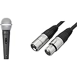 Amazon Basics Dynamic Vocal Microphone – Cardioid & XLR Male to Female Microphone Cable - 50 Feet, Black