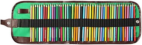 Pen Wrap Case Canvas Roll Up Pencil Pouch Bag with 48 Slots (Green)