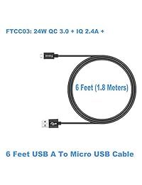 fotune 24 W Dual USB cargador de coche con 6 pies Micro Cable USB de datos y carga para Galaxy S8 S7 S6 Edge Plus, Note5 4 LG Nexus HP Elite X3, HTC One A9 10 LG G5 V20 ZTE Axon Zenfone iphonex 8 7 6S Plus, iPad Pro Air 2 Mini