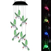 RocDai Hummingbird Wind Chime, Waterproof Outdoor Color Changing Light LED Solar Powered Wind Chimes for Home/Party/Yard/Garden Decoration