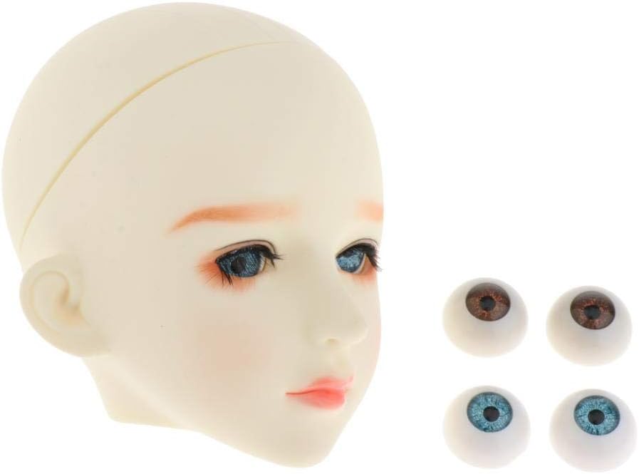 Injoyo 1/3 BJD Head Face Mold with Acrylic 3D Eyes for Ball Jointed Doll Head DIY Makeup Cosmetology Training Accessories