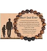 HGDEER Father Day Gifts, 8mm Natural Tiger Eye/Lava/Rock Stone Yoga Mens Bracelet for Dad Stepdad...