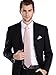 Landisun Silk Tie Set Solid Tie+Hanky+Cufflinks Light Pink