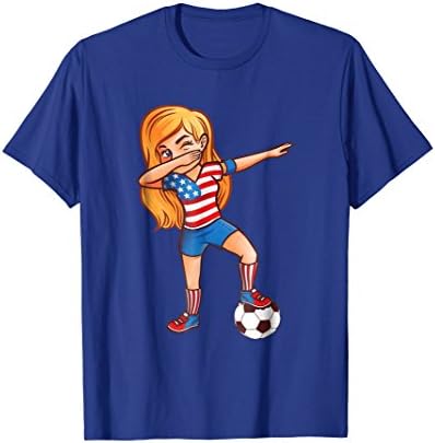 Aussome Patriotic ApparelDabbing Soccer Girl Shirt USA Flag Jersey Cute Player Gift