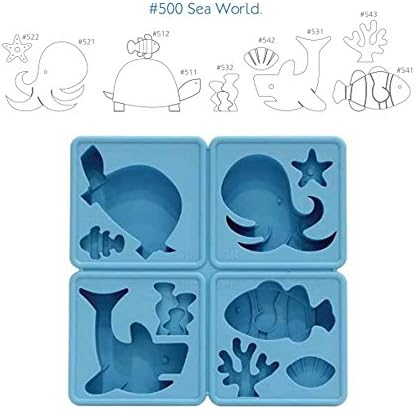 KOODS Professional Silicone Wax Chocolate Animal Molds, Candy Candle Mold (Turtle, Octopus, Shark, Shell, Nemo, Coral)