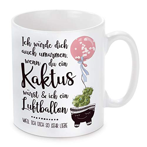 Mug en forme de cœur avec motif : je serais également à bras quand vous chauffez un cactus.