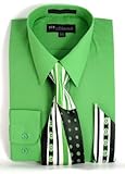 Milano Moda Men's Long Sleeve Dress Shirt With Matching Tie And Handkie SG21A-Apple-17-17 1/2-34-35