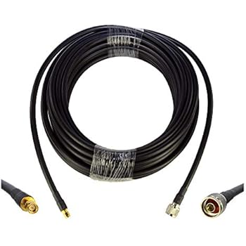25 Ft Low-Loss Coaxial Extension Cable (50 Ohm) SMA Male To N Male Connector, GEMEK Pure Copper