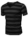 Youstar Men's Plain Stripe Pattern V Neck Short Sleeve T-Shirts
