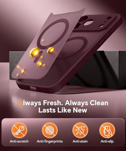 Magnetic Case for iPhone 17 Pro Max with Privacy Screen Protector [Compatible with MagSafe][Camera Protection][Military-Grade][Camera Control Cover]Translucent Matte 17 ProMax Phone Case,Wine Red