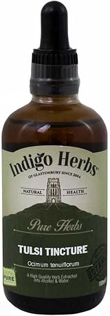 Indigo Herbs Tulsi Tincture 100ml | Holy Basil Ayurvedic Supplement view 1