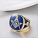 EZSONA Men's Stainless Steel Gold Plated Freemason Masonic Rings Size 12