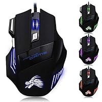 KOqwez33 1Pack Wireless Gaming Mouse, Ergonomic 5500DPI 7 Buttons with Scroll Wheel LED Breathing Light USB Wired Optical Gaming Mouse for PC Laptop Notebook