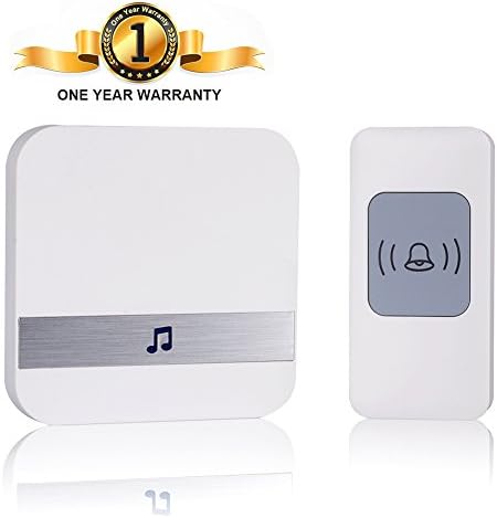Wireless Doorbell,Waterproof Chimes Kits Push Button Transformers&amp;Plug-In,Operating at 1000 Feet Range 52Pcs Ringtones,4 Level Volume Adjustable with LED Indicator,No Battery Required for Receiver