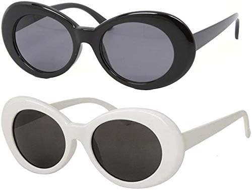 Bold Retro Oval Mod Thick Frame Sunglasses Clout Goggles with Round Lens 51mm