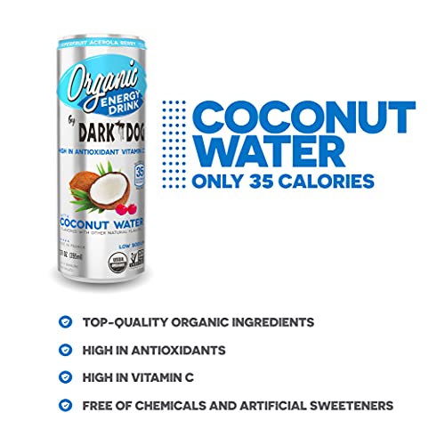 Organic Energy Drink Coconut Water by DARK DOG 12oz. (pack of 12