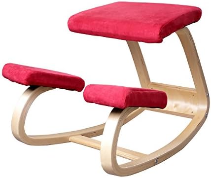 Ergonomic Kneeling Chair Better Posture Kneeling Stool for Body Shaping and Relieveing Stress, Home and Office Wooden Orthopedic Stool (red)