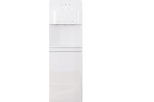 Muhub Bottom Loading Water Cooler Dispenser, 3 Temperature Settings - Hot, Cold & Room Water, Holds 3 or 5 Gallon Bottles, with Anti-Scalding Design, Storage Cabinet & Child Safety Lock, (White)