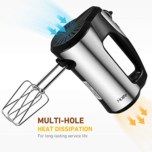 Holife 5-in-1 Handheld Mixer Stainless Steel 300W Ultra Power 5 speed (560-1300 RPM) Hand mixer Electric with Turbo and Easy Eject Button, Easy Storage Hand Mixers for Mixing Egg, Cream, Dough - Thumbnail 4