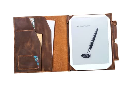 Handcrafted Rugged Leather Folio Cover Case for Supernote A5X2 A6X2 nomad, Vintage Style Cover With Built-in Stand and Pen Loop N03-LSPA56XU